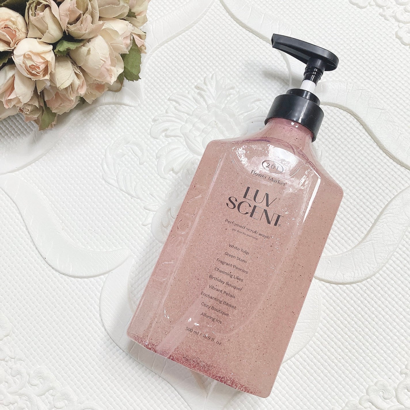 スクラブボディウォッシュ フラワーマーケット ホワイトチューリップ/LUV SCENT/ボディスクラブを使ったクチコミ(7枚目)