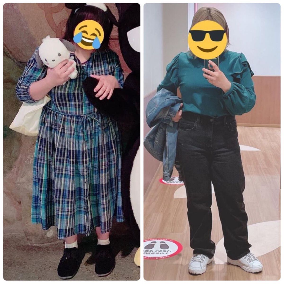 るん太@ぽっちゃり女子 on LIPS 「MAX体重88kgから66kgの比較画像🔥💪もちろんまだまだ痩..」(1枚目)