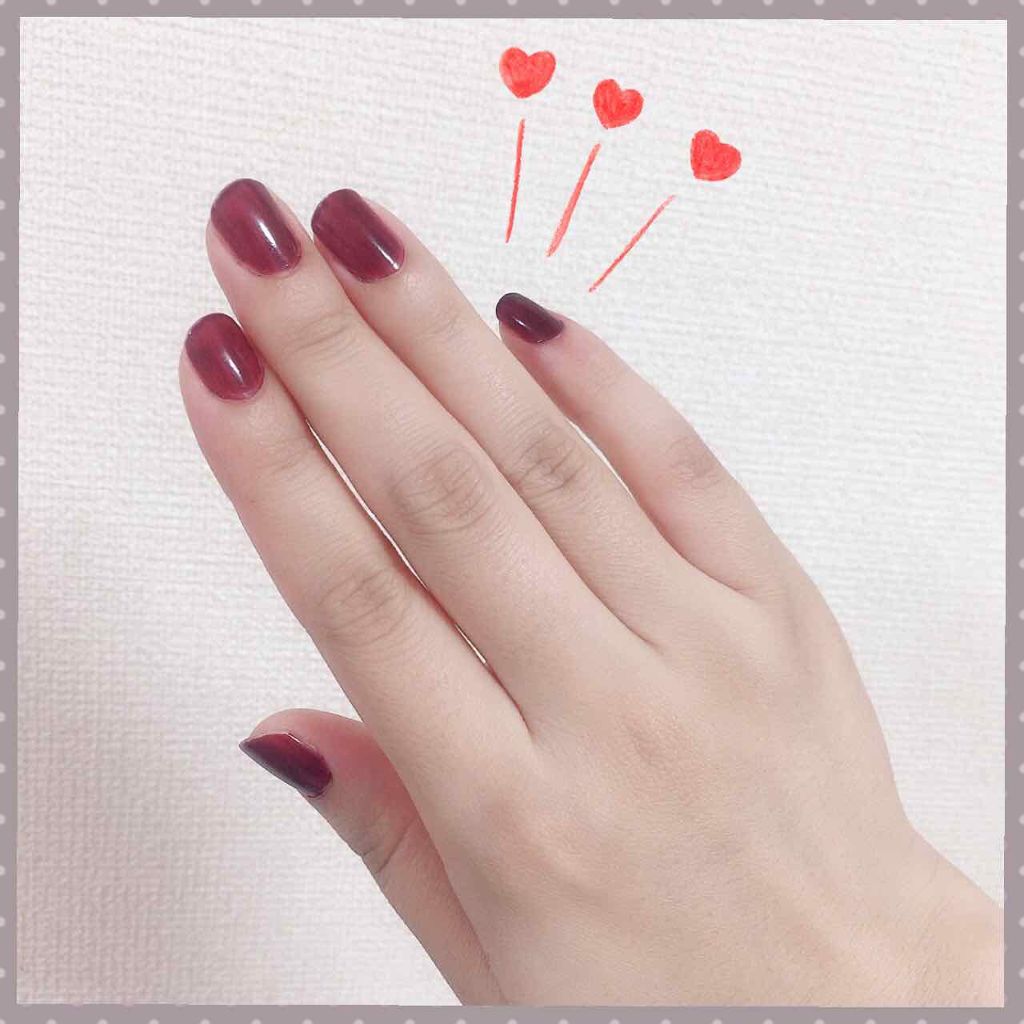 グロッシーコート バーガンディ【旧】/スキューズミー/オールインワンネイルを使ったクチコミ（3枚目）