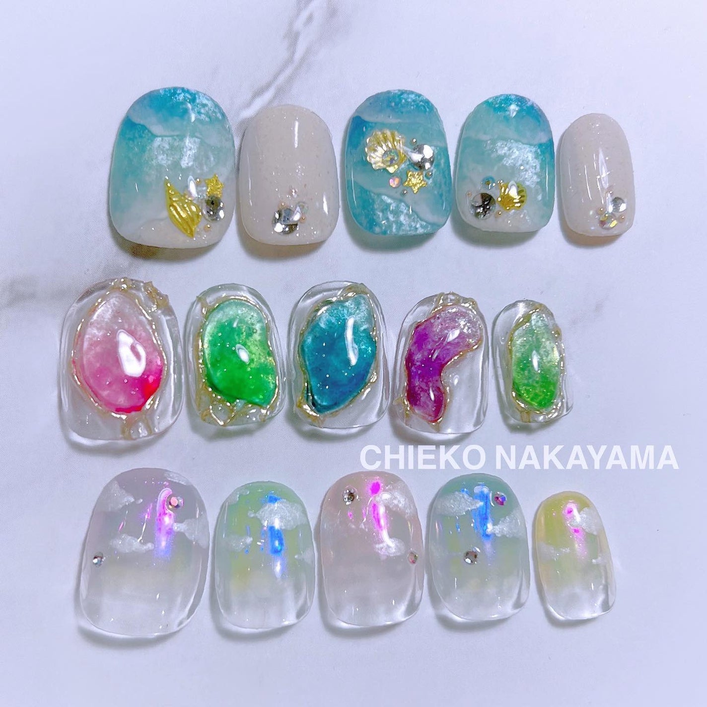 なかやまちえこ on LIPS 「今回のフェリスネイルスクールPREGEL講習会でのデモアート💅..」(1枚目)