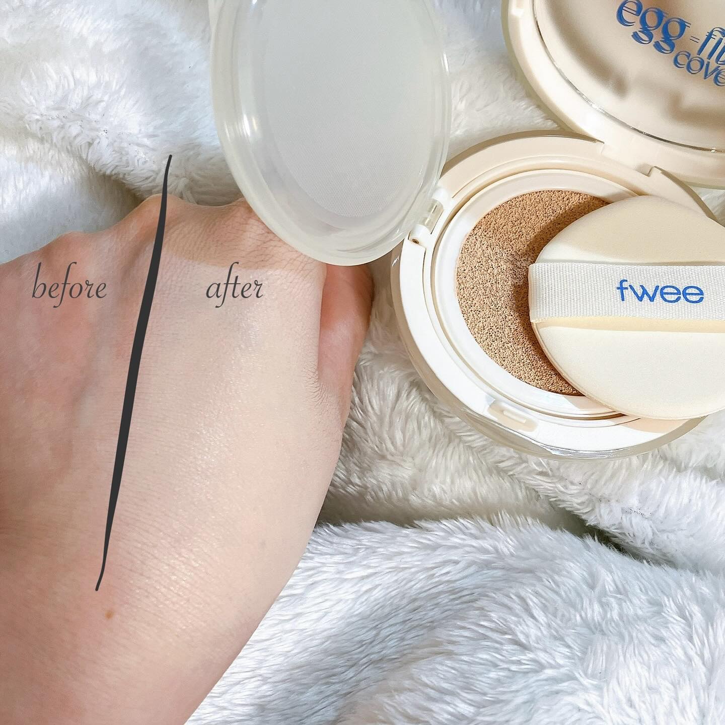 フィー クッションエッグフィットカバー/fwee/クッションファンデーションを使ったクチコミ（2枚目）