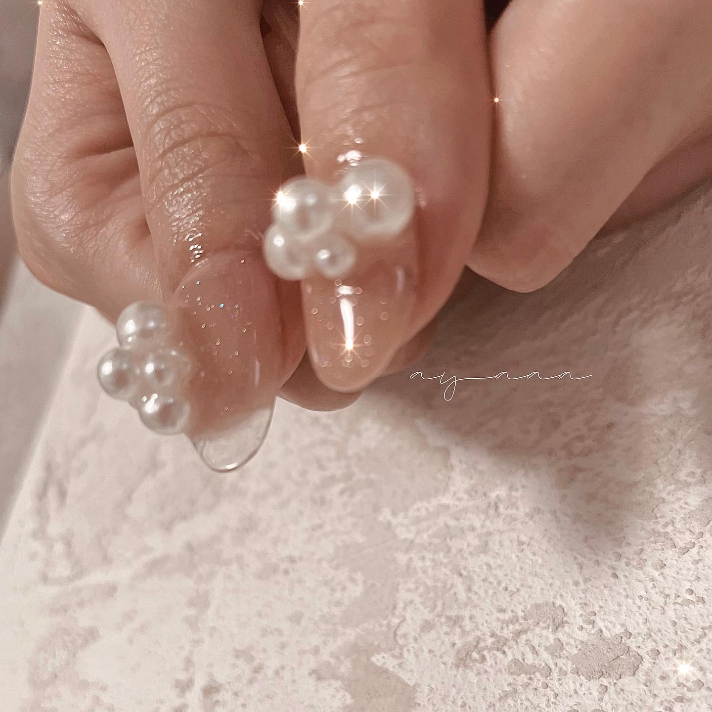 #クリスマスネイル,#パールネイルのネイルデザイン