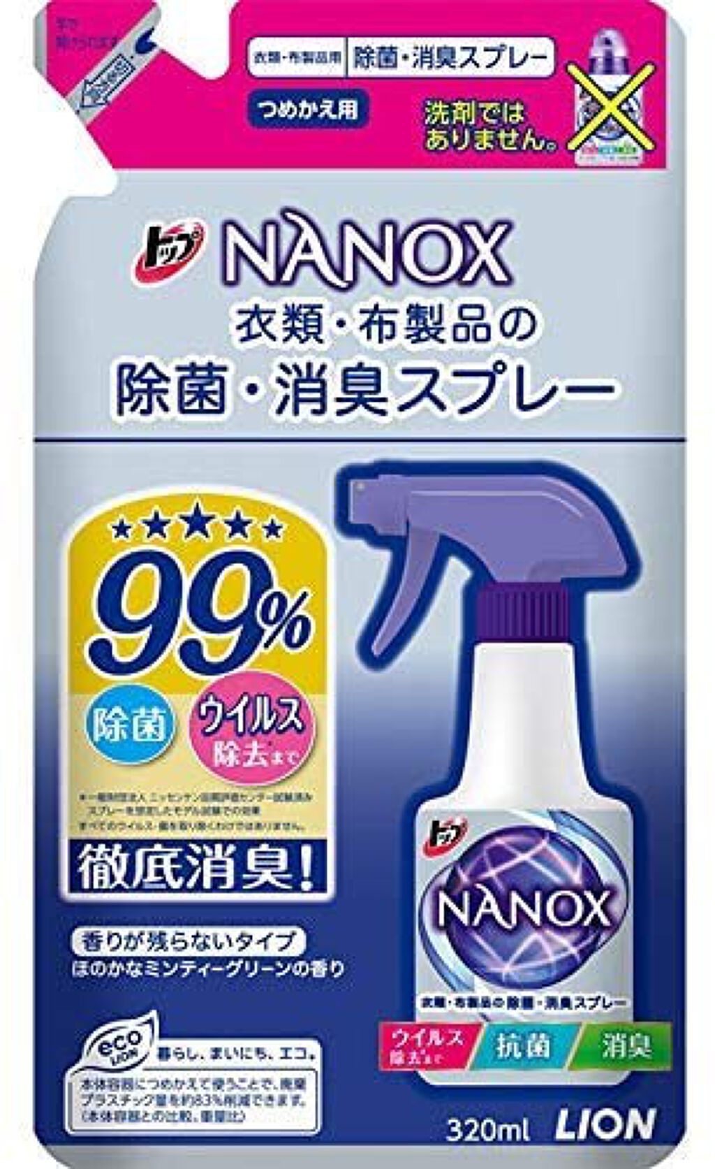トップ NANOX 衣類・布製品の除菌・消臭スプレー つめかえ用