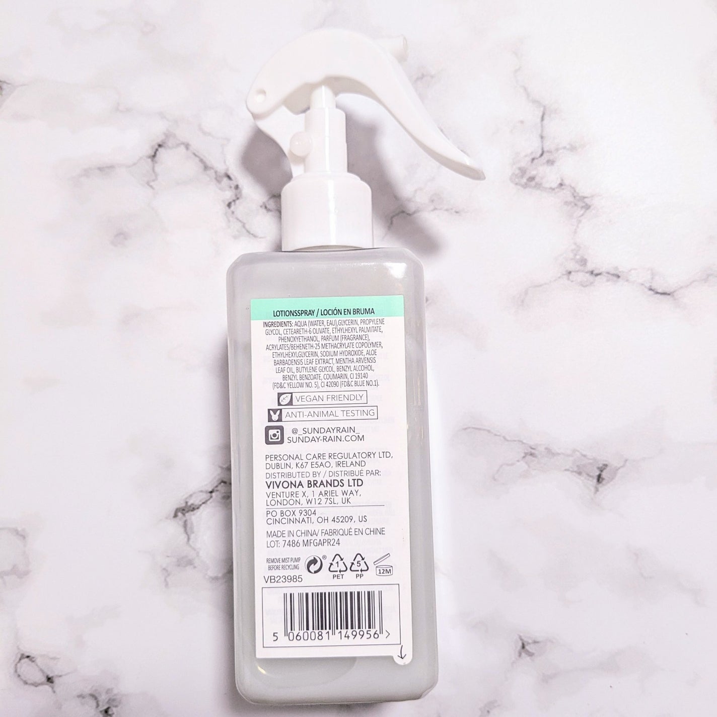 Aloe Vera+Sweet Mint Lotion Mist/Sunday Rain/ボディローションを使ったクチコミ(2枚目)