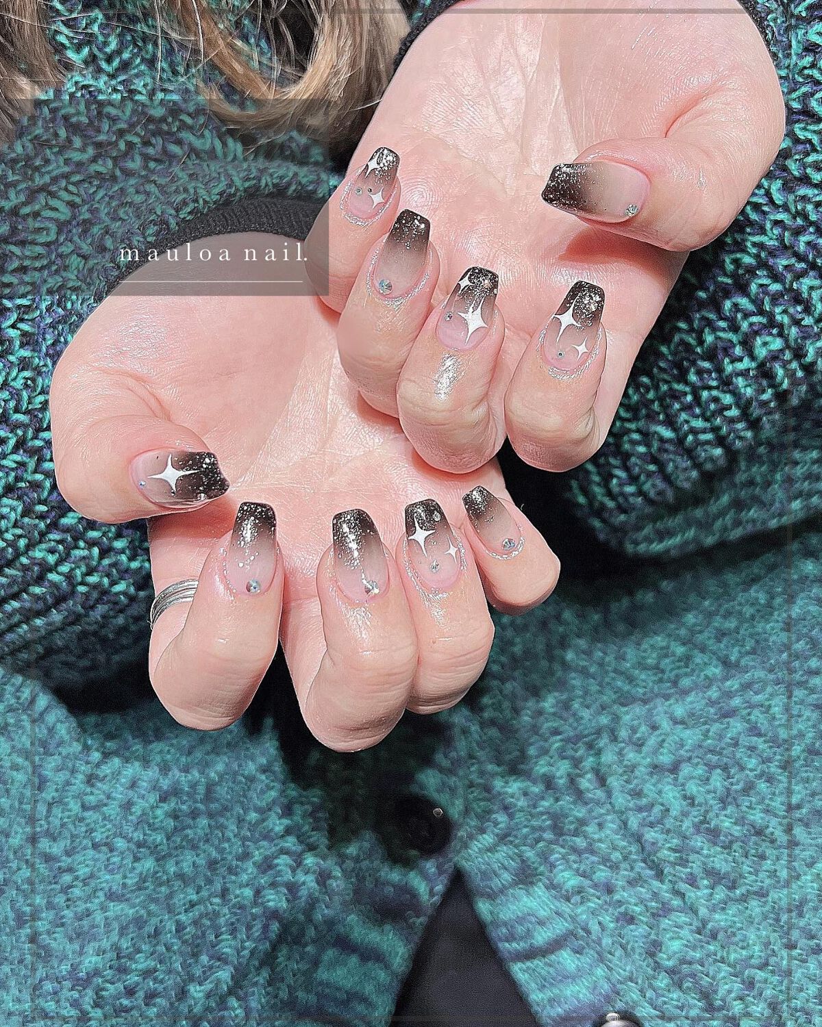 #フレンチネイル,#ネイル,#アートネイル,#パールネイル,#リングネイル,#フレンチネイル,#ブラックネイル,#ミラーフレンチネイル,#ミラーネイル,#手書きアートネイル,#ミラーアートネイル,#パーツネイル,#キラキラネイル,#きらきらネイル,#秋ネイル,#天王寺ネイル,#夜空ネイルのネイルデザイン