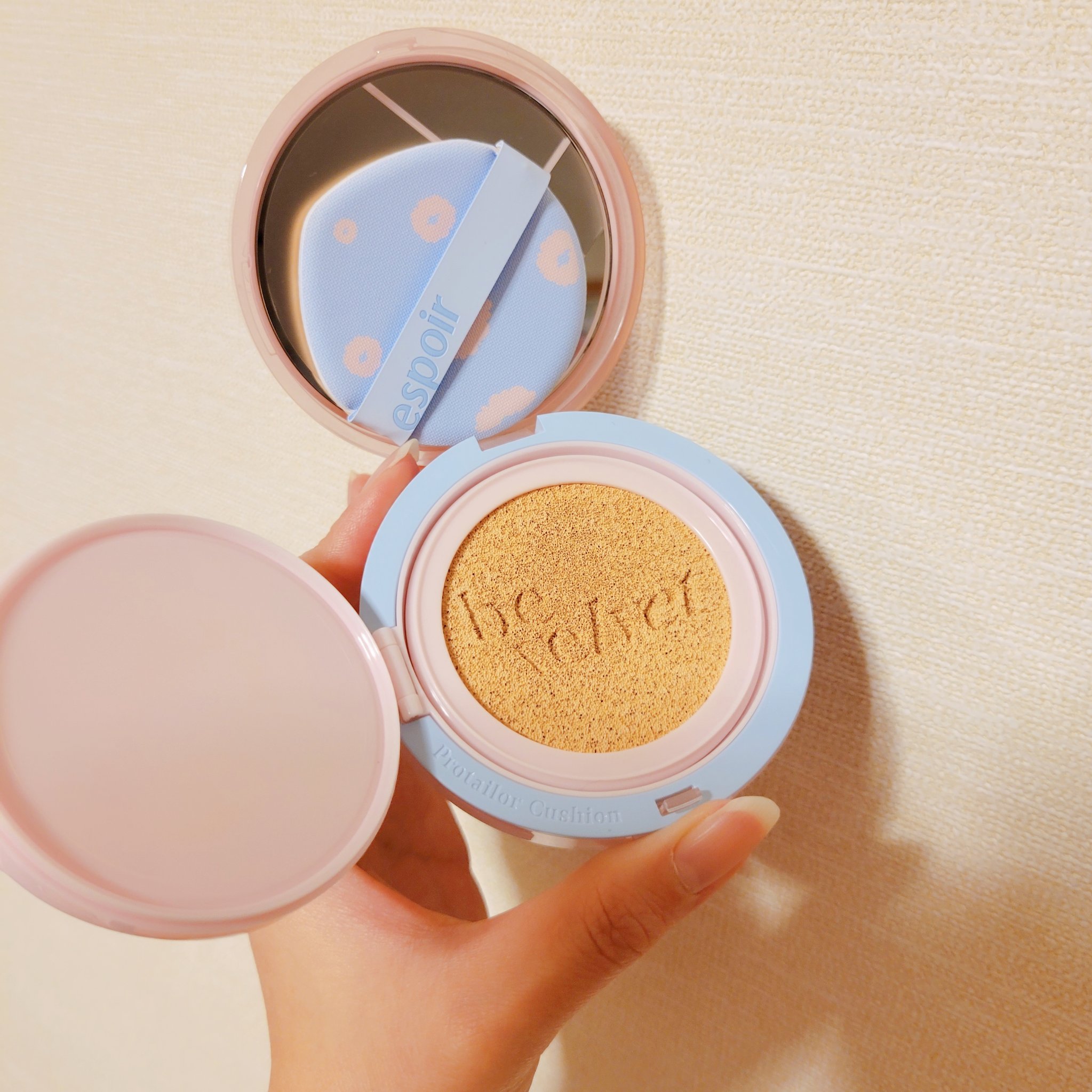 プロテーラービーベルベットカバークッション 21 アイボリー（桜エディション）/espoir/クッションファンデーションを使ったクチコミ（2枚目）