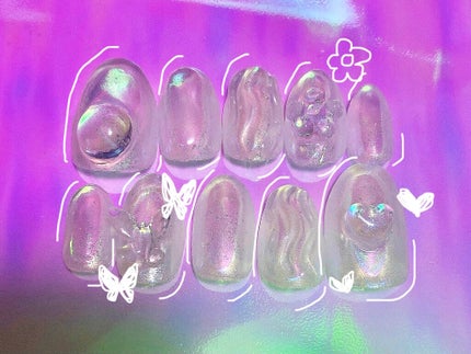 フェアリーダストパウダーオーロラピーコック/キャンドゥ/ネイルシールを使ったクチコミ(2枚目)