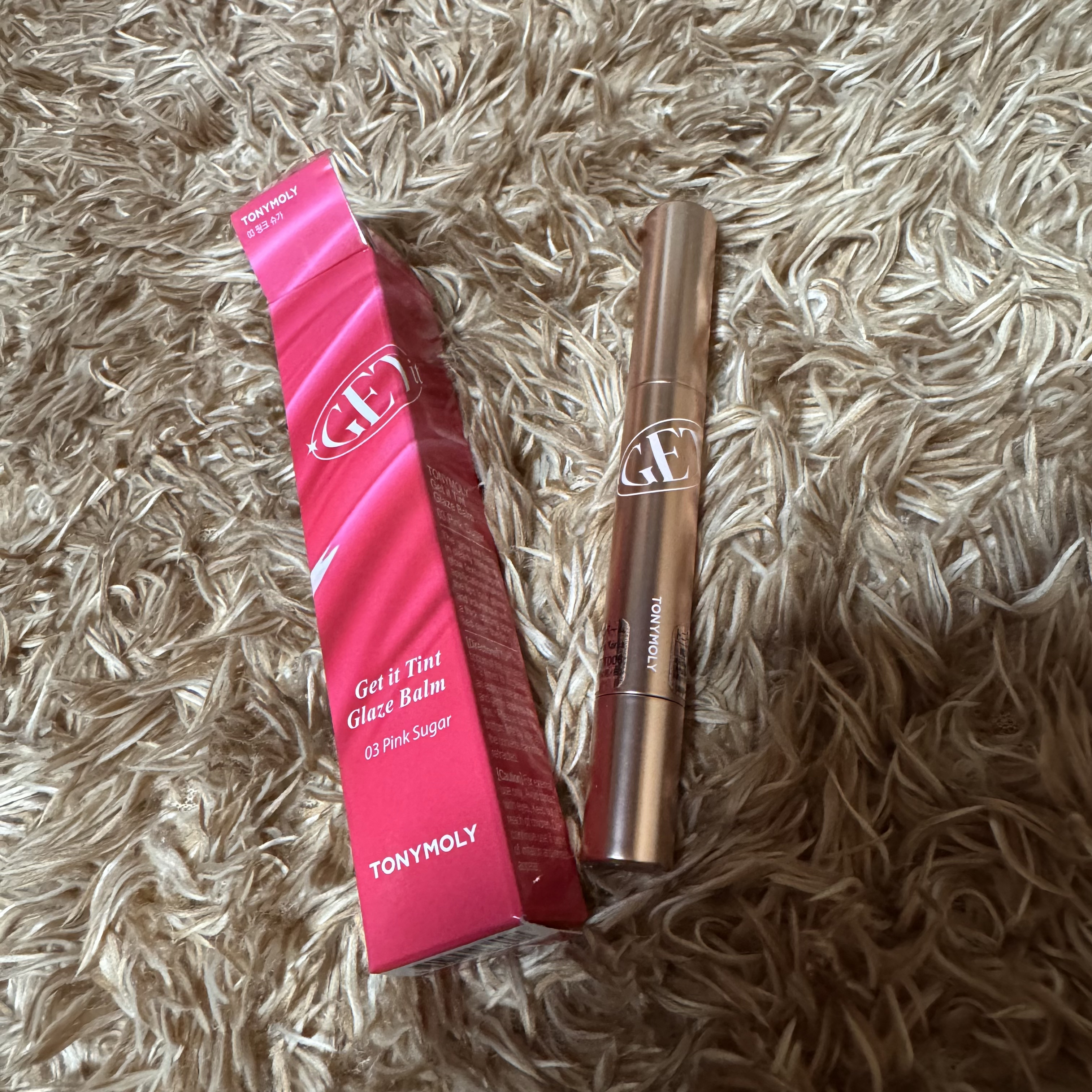 ゲットイットティントグレーズバーム 03 ピンクシュガー/TONYMOLY/リップティントを使ったクチコミ（1枚目）