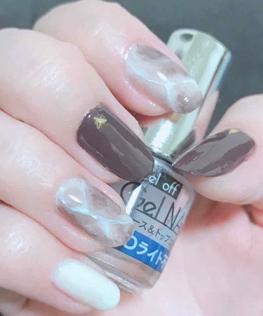 麦茶豆🐈‍⬛フォロバ100 on LIPS 「100円ネイルでセルフネイル💅ダイソーのブラウンのネイルポリッ..」（1枚目）