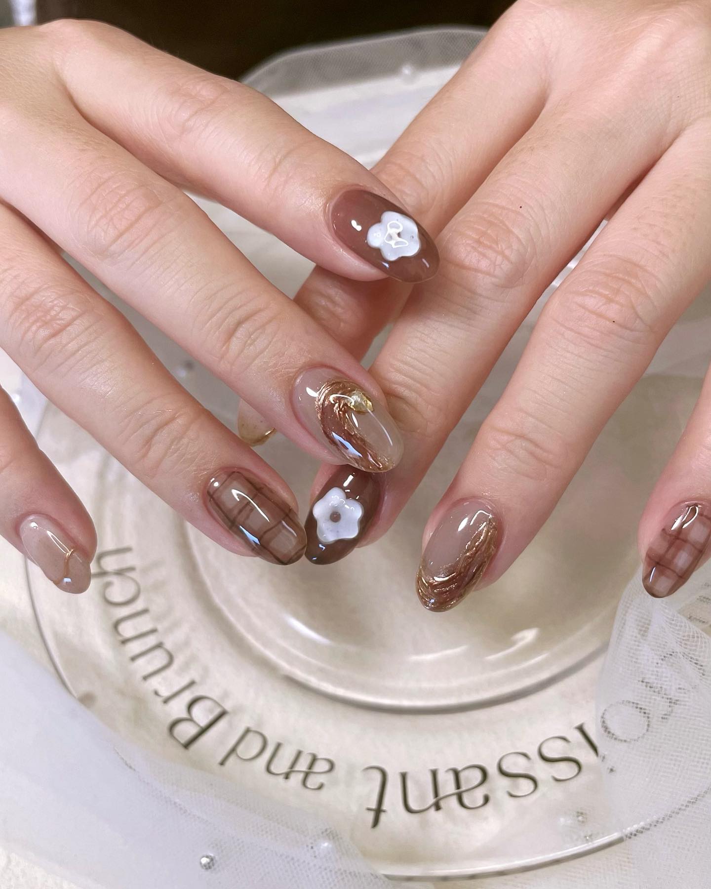 #秋ネイル,#チェックネイルのネイルデザイン