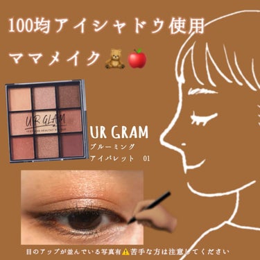 U R GLAM UR GLAM　BLOOMING EYE COLOR PALETTEのクチコミ「URGRAMの9色パレット
ブルーミングアイパレット01を使用してメイクしてみました✍🏽🍁

.....」（1枚目）