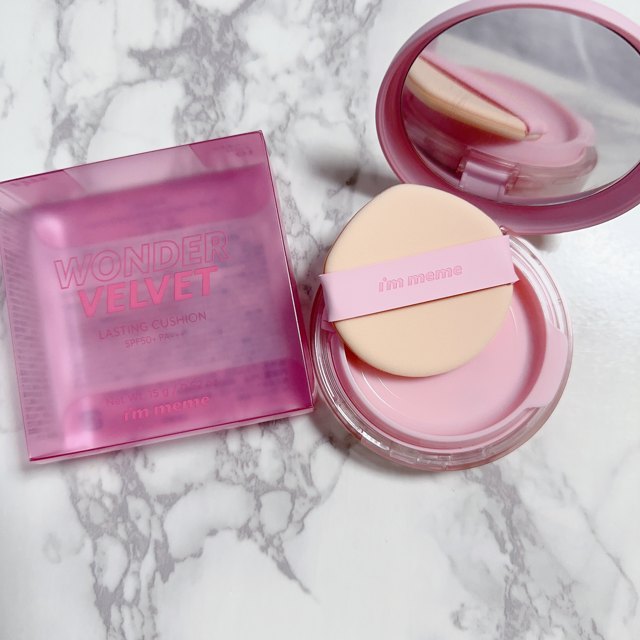 ワンダーベルベットラスティングクッション/i’m meme/クッションファンデーションを使ったクチコミ（2枚目）