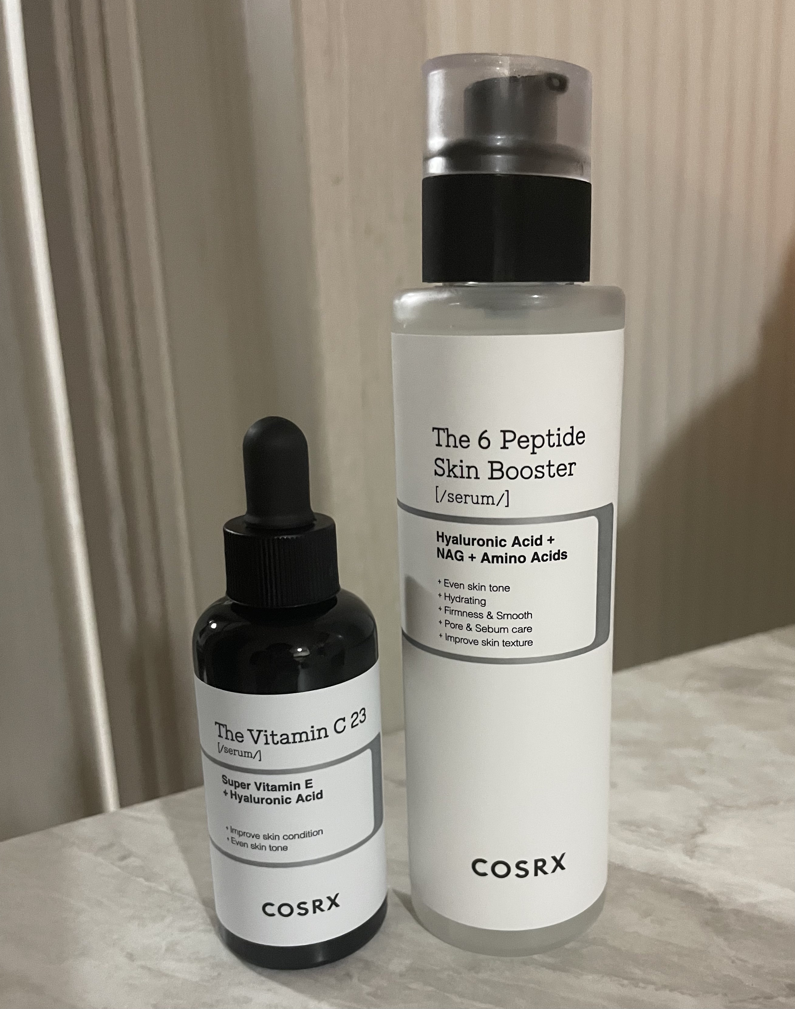 メガ割で絶対リピ買いしたい♡
様々なスキンケアとペアリングできるブースター
【使った商品】
COSRX　RXザ・6ペプチドスキンブースターセラム
【商品の特徴】
朝晩、洗顔後にすぐつけるスキンブースター
コスパもよく、
使うだけで化粧水の浸