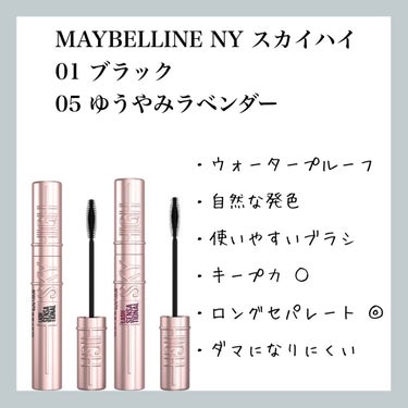 【MAYBELLINE NEW YORK スカイハイ 01ブラックと05ゆうやみラベンダー】のレビュー

現在使用中


●使用者(私)
やや敏感肌、インナードライ
春に一番肌荒れと乾燥を