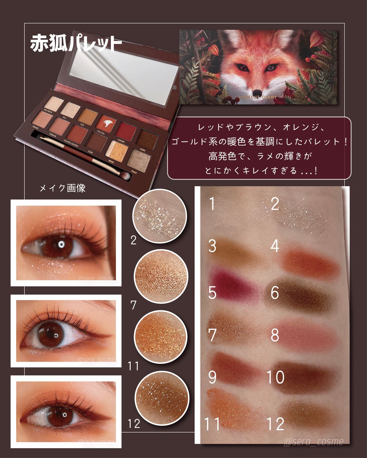 エクスプローラ12色 動物アイシャドウパレット/PERFECT DIARY/アイシャドウパレットを使ったクチコミ(2枚目)