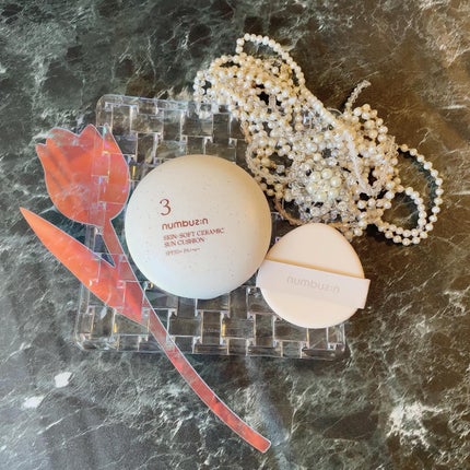 3番 ノーファンデ陶器肌トーンアップクッション/numbuzin/クッションファンデーションを使ったクチコミ(1枚目)