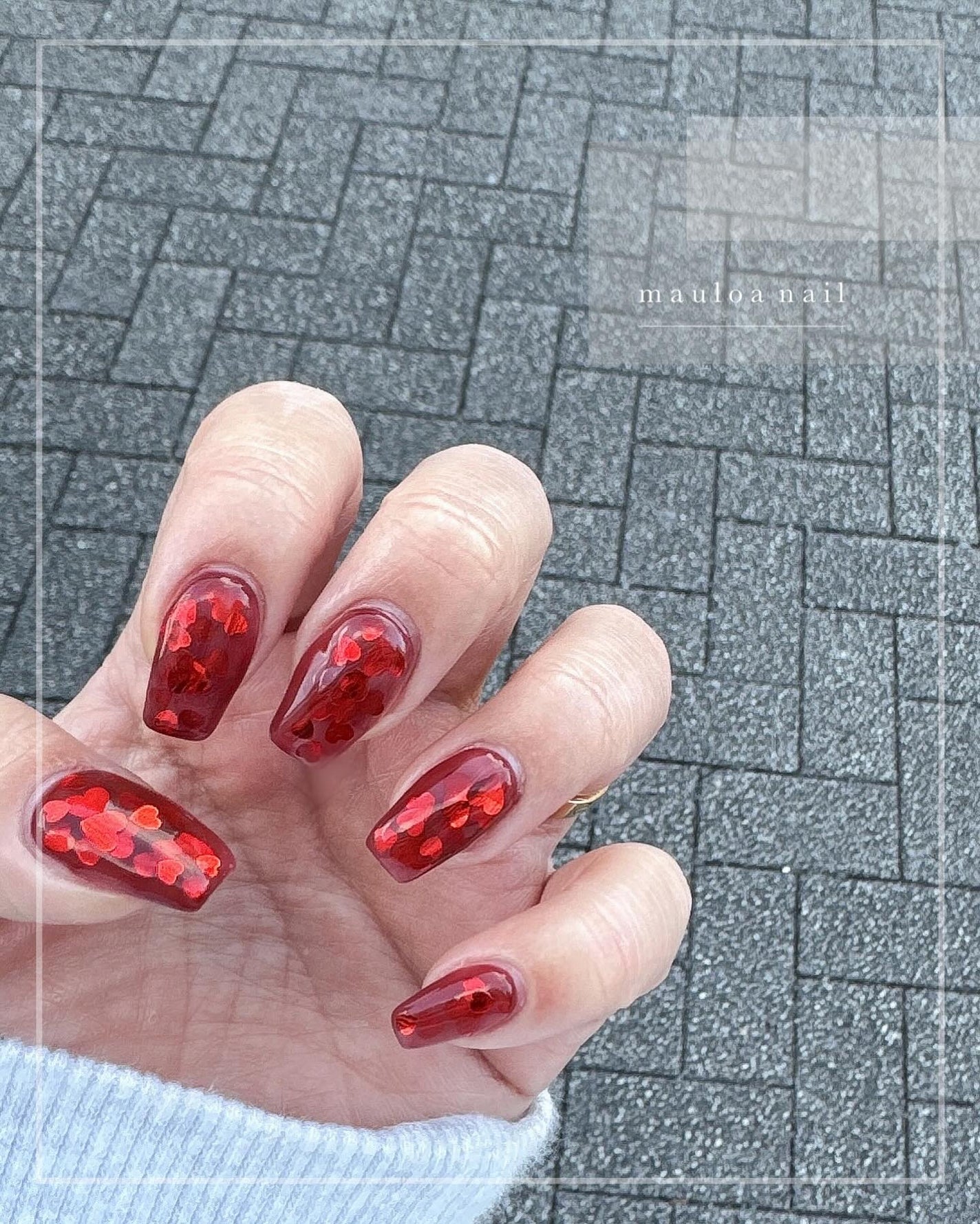 mauloa_nail on LIPS 「・ 流行りの埋め込みハート❤️・ネイルやり方動画fantist..」(1枚目)