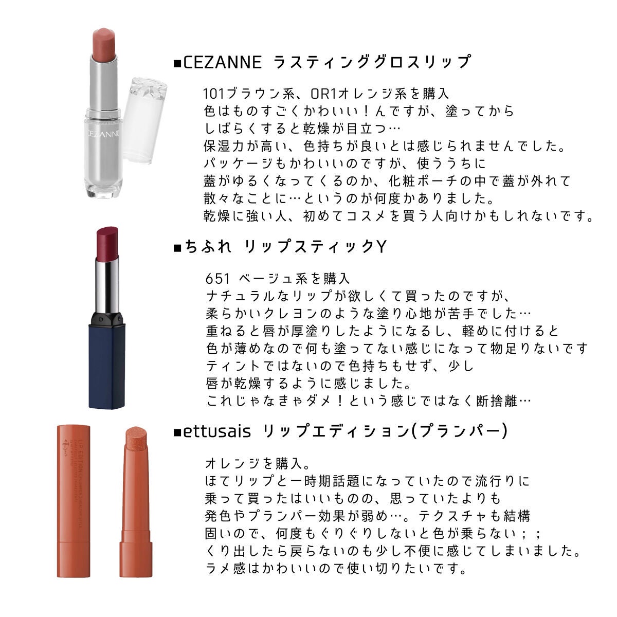 ラスティンググロスリップ/CEZANNE/口紅を使ったクチコミ(4枚目)