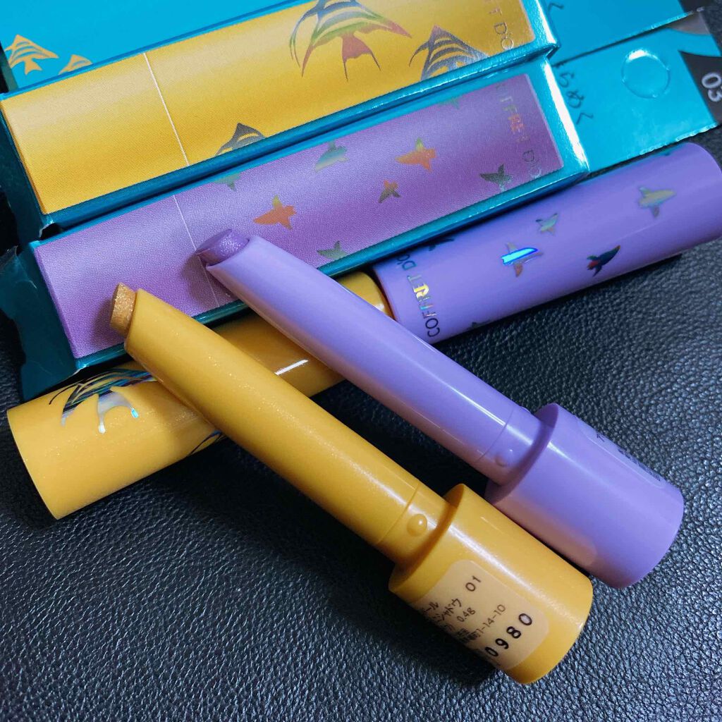 アクアシャインミニシャドウ 01 エンゼルフィッシュゴールド/コフレドール/スティックアイシャドウを使ったクチコミ（3枚目）