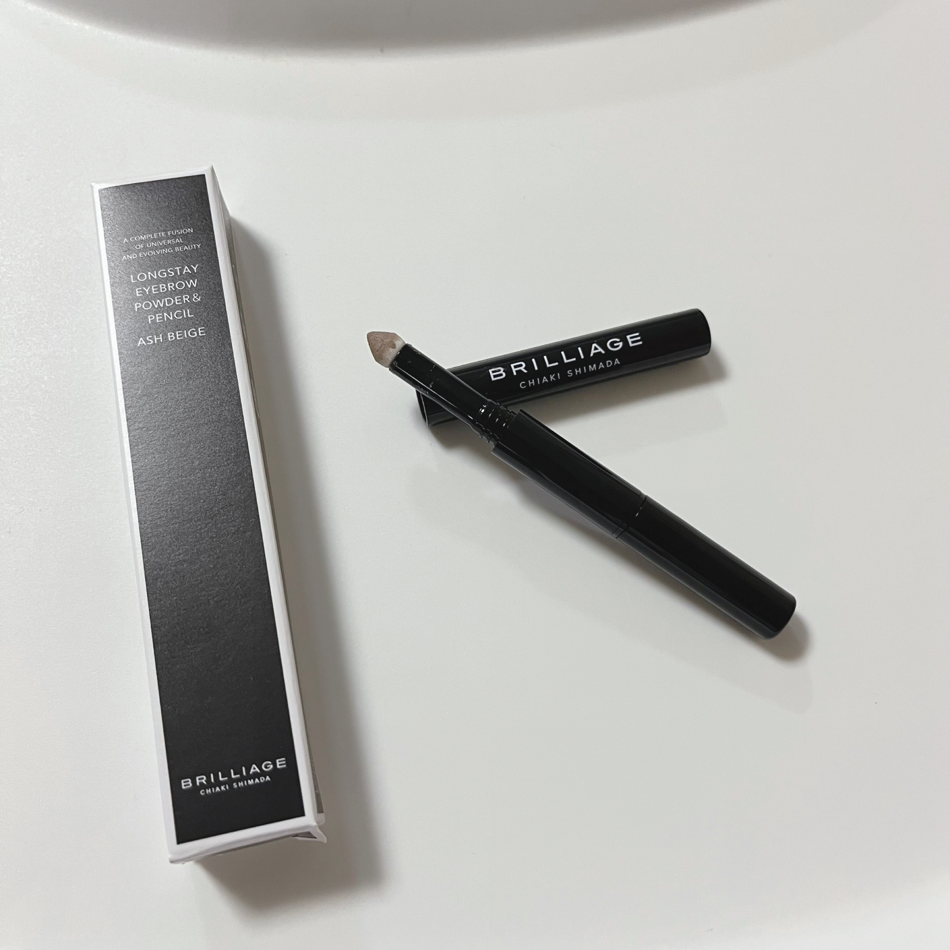  ロングステイ アイブロウパウダー＆ペンシル アッシュベージュ/ブリリアージュ/アイブロウペンシルを使ったクチコミ（2枚目）
