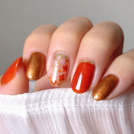 ミルクティ on LIPS 「✴✴#金木犀ネイル🧡✴先月、スキューズミーさんのプレゼントキャ..」(8枚目)