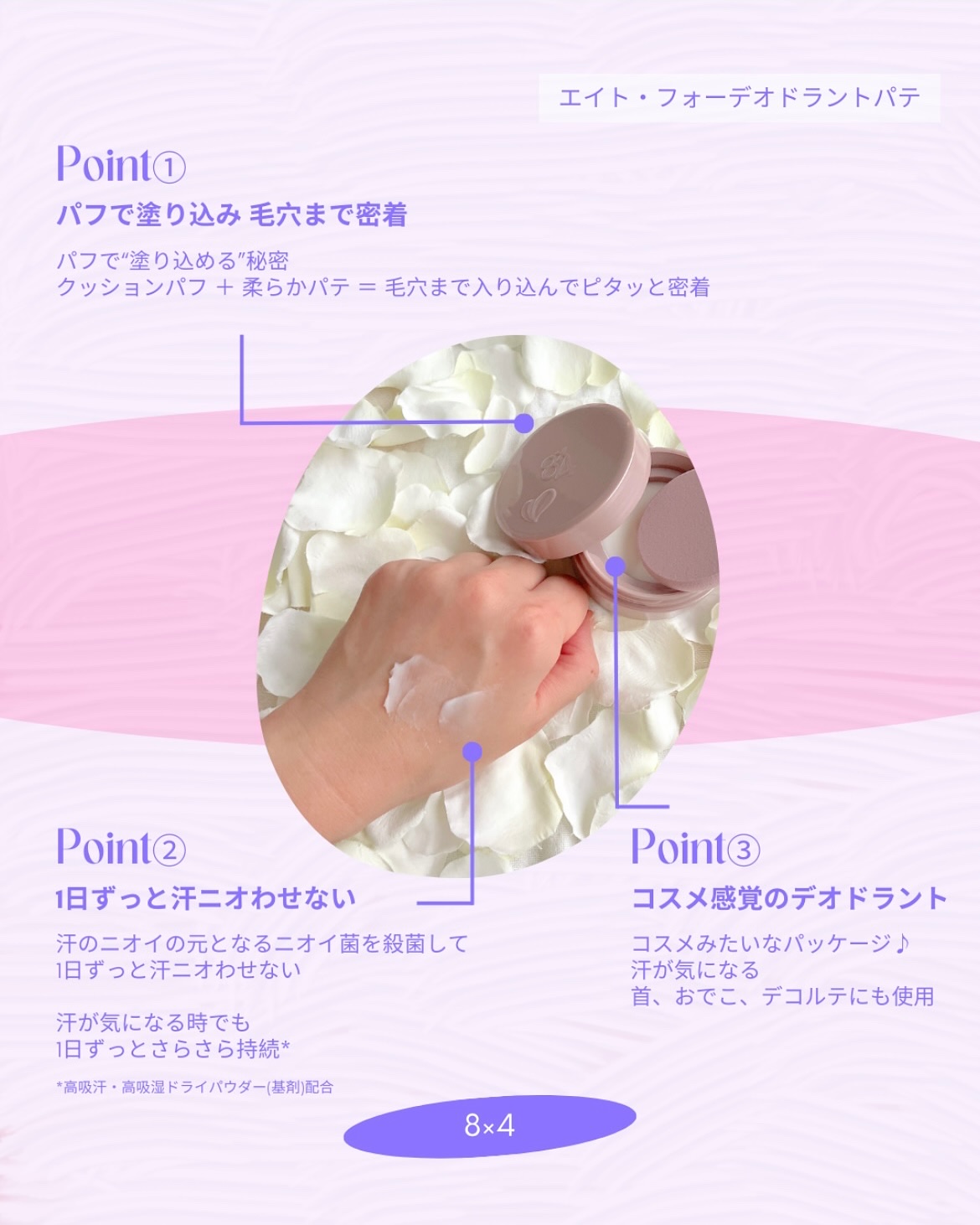 ８x４ デオドラントパテ【医薬部外品】/８ｘ４/デオドラント・制汗剤を使ったクチコミ（2枚目）