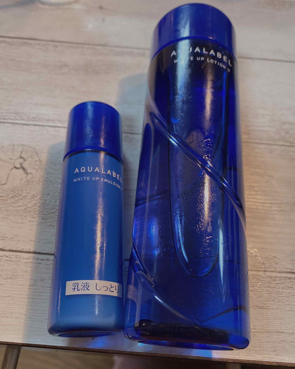 アクアレーベル ホワイトアップ ローション(II) セットのクチコミ「✨🟦アクアレーベル🟦✨

シミ対策！
美白タイプ！！

化粧水、乳液🧴。しっとりタイプ

これ.....」（1枚目）