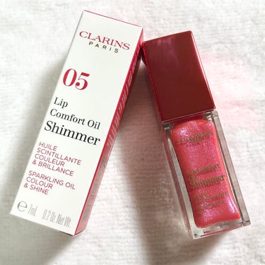 コンフォート リップオイル シマー 05 プリティインピンク(限定)/CLARINS/リップグロスを使ったクチコミ（1枚目）