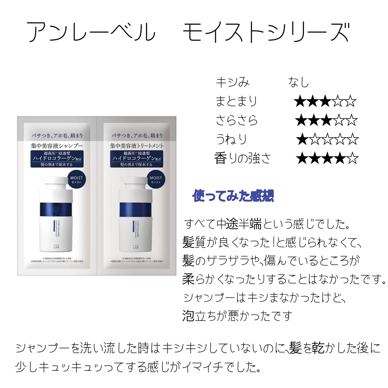 CO モイスト　シャンプー／ヘアトリートメント 1dayトライアル（12+12ml）/unlabel/市販シャンプーを使ったクチコミ（2枚目）