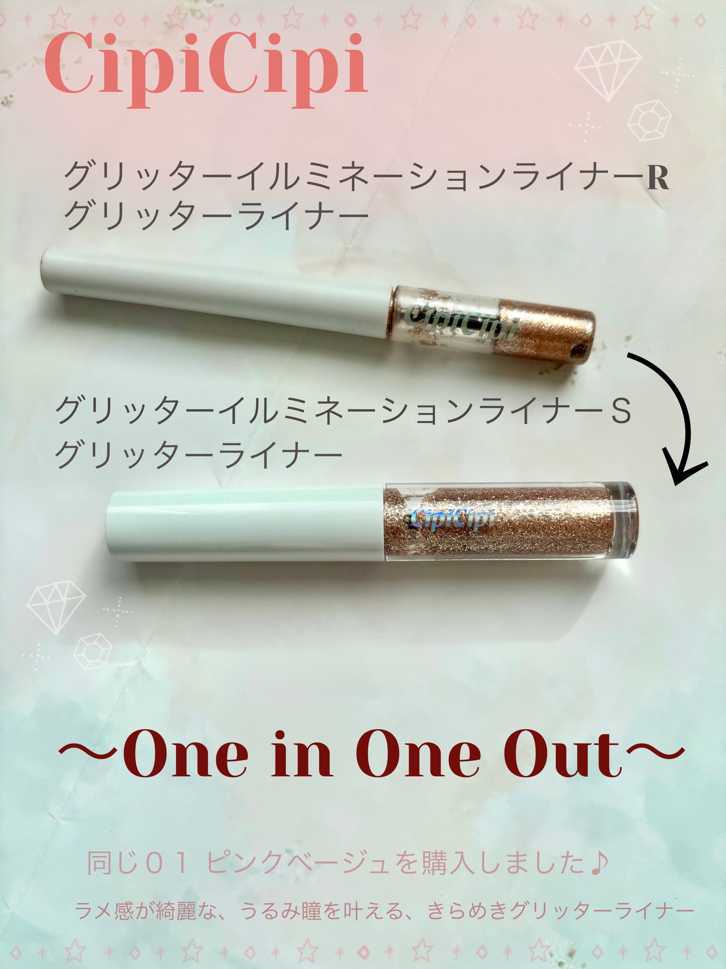 グリッター イルミネーションライナー R/CipiCipi/リキッドアイライナーを使ったクチコミ(1枚目)