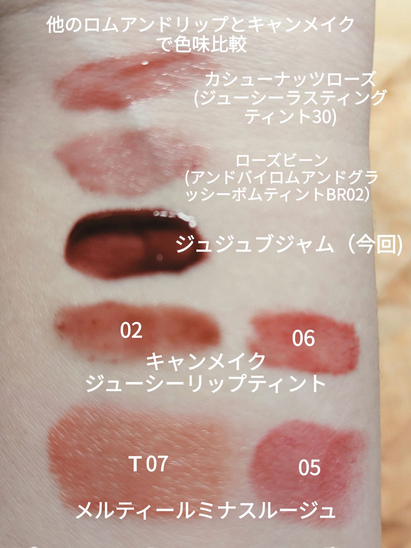 ジューシーラスティングティント/rom&nd/リップティントを使ったクチコミ(6枚目)
