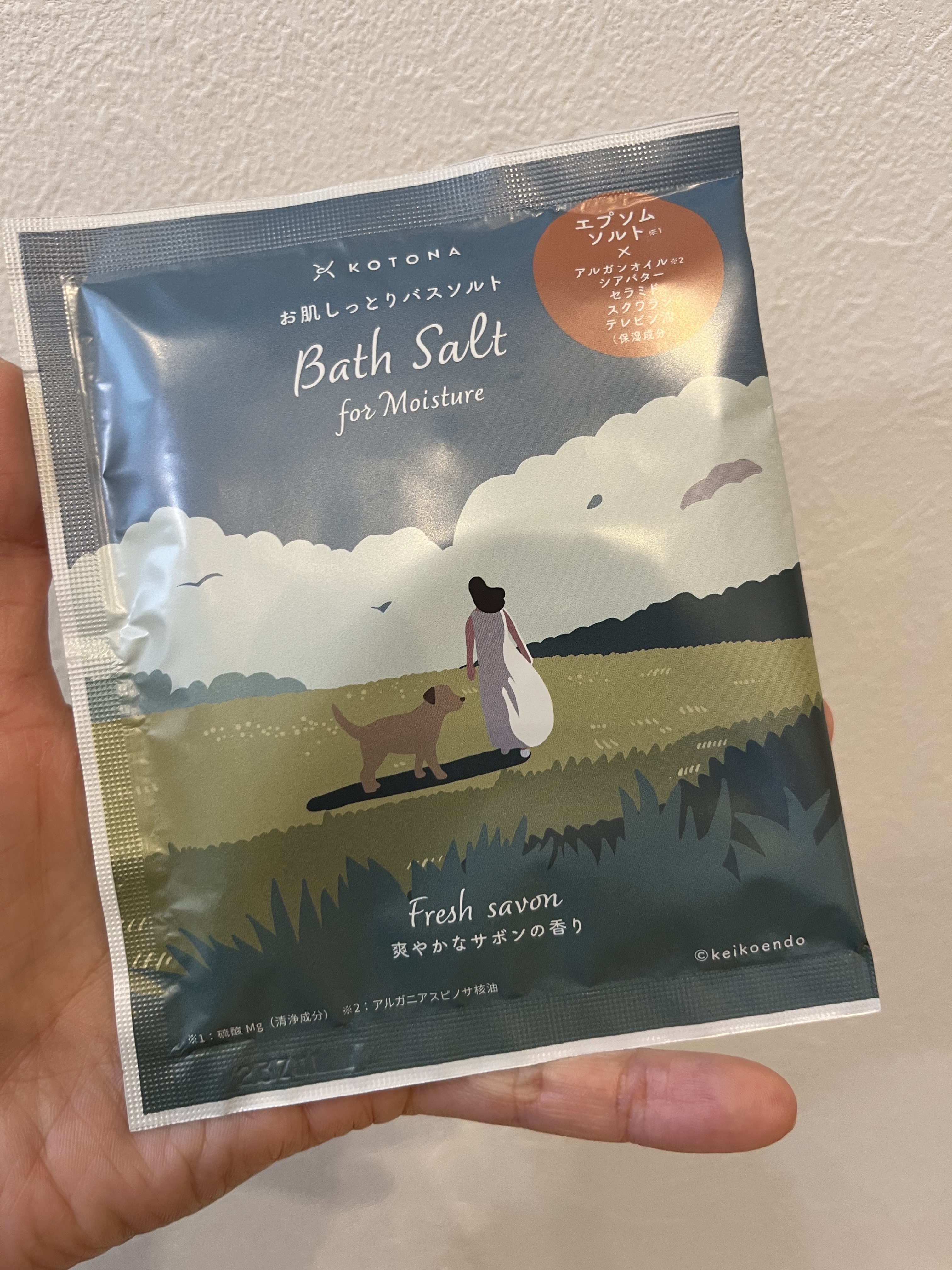 KOTONA お肌しっとりバスソルト 気分安らぐオリエンタルの香りのクチコミ「⚪️KOTONA お肌しっとりバスソルト3種

💠FreshSavon（爽やかなサボンの香り）.....」（2枚目）