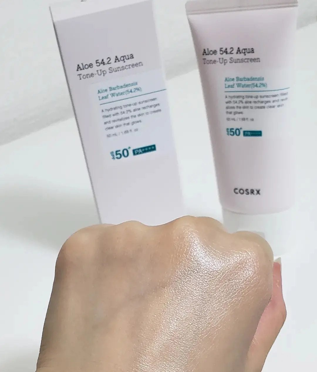 アロエ54.2アクアトーンアップUVクリーム SPF50+ PA++++/COSRX/日焼け止めクリームを使ったクチコミ(7枚目)
