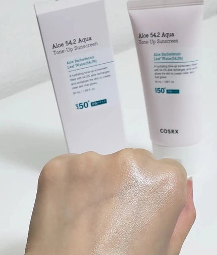 アロエ54.2アクアトーンアップUVクリーム SPF50+ PA++++/COSRX/日焼け止めクリームを使ったクチコミ(7枚目)