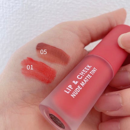 リップアンドチーク ヌードマットティント/CathyDoll/リップティントを使ったクチコミ(3枚目)