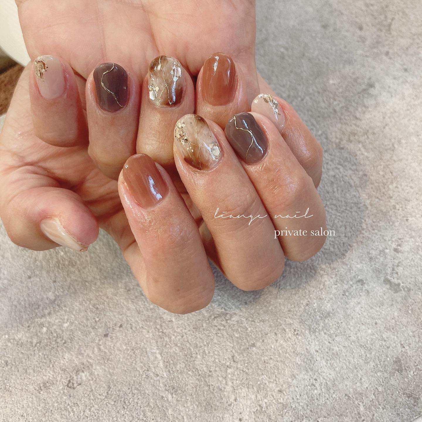 #リアンジェネイル,#柏ネイル,#ネイル,#ニュアンスネイル,#大人ニュアンスネイル,#秋ネイル,#冬ネイル,#ミラーネイル,#天然石ネイルのネイルデザイン