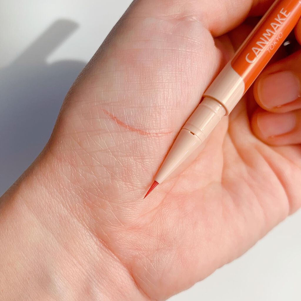 3wayスリムアイルージュライナー 02 シアーオレンジ/キャンメイク/リキッドアイライナーを使ったクチコミ（3枚目）