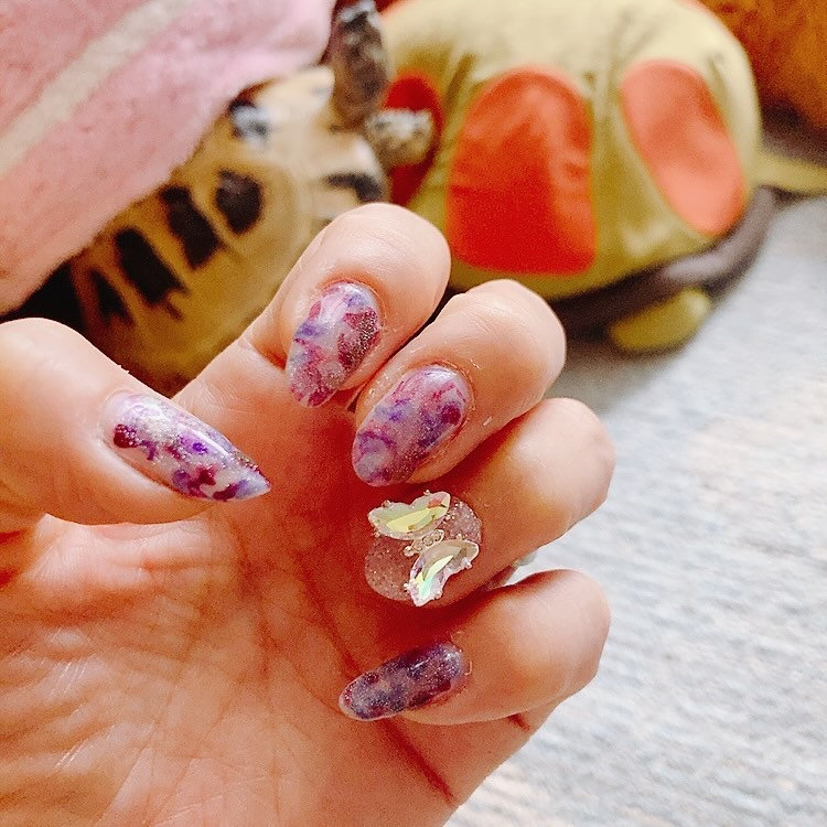 #ジェルネイル,#マーブルネイル,#セルフジェルネイルのネイルデザイン