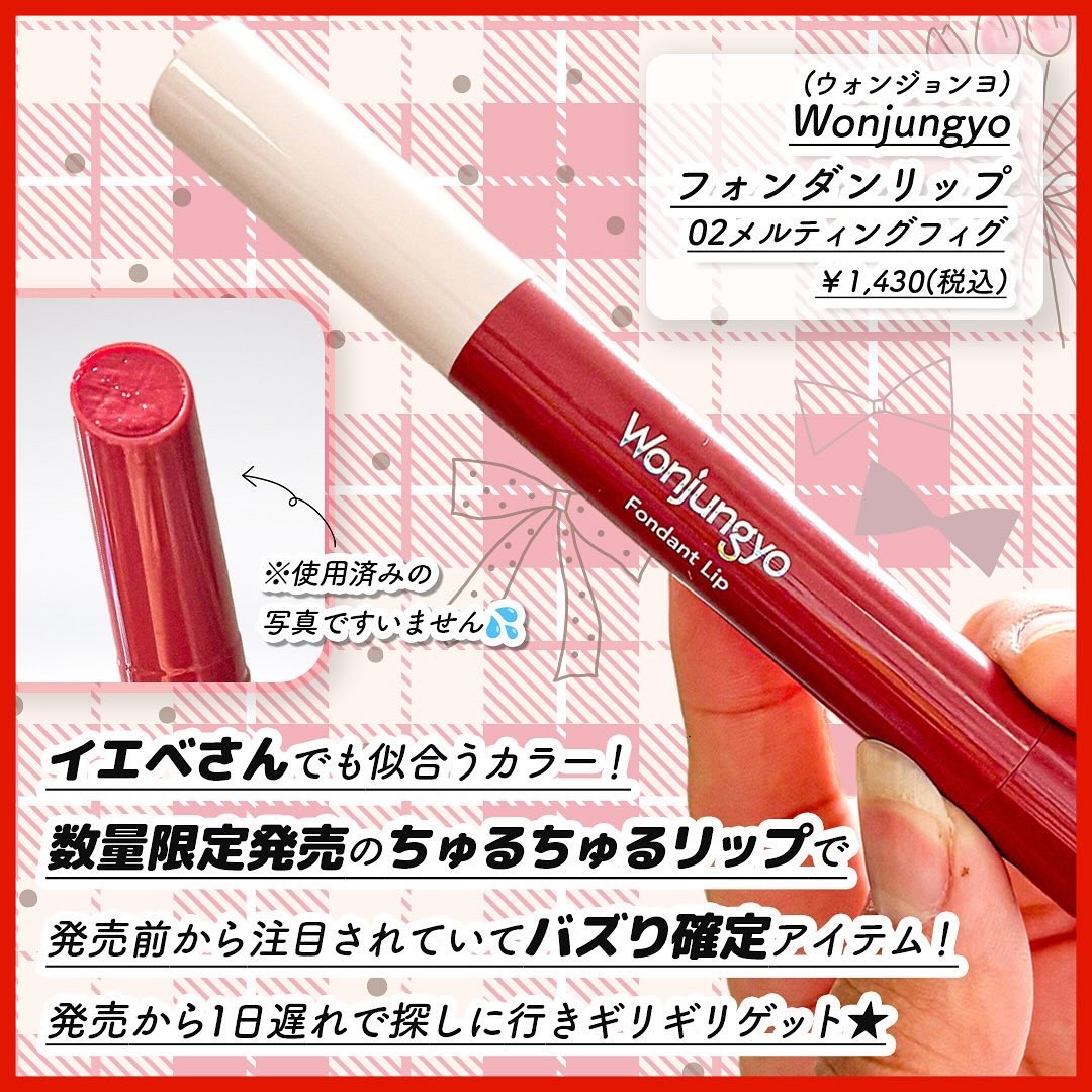ウォンジョンヨ フォンダンリップ/Wonjungyo/口紅を使ったクチコミ（2枚目）