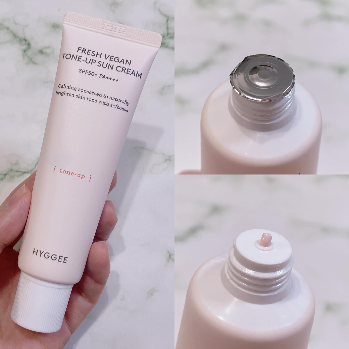フレッシュヴィーガントーンアップサンクリーム/HYGGEE/日焼け止めクリームを使ったクチコミ（2枚目）