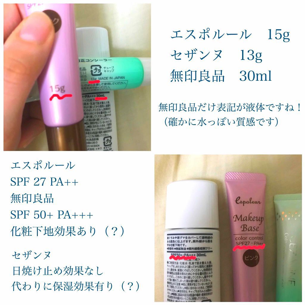 UVベースコントロールカラー SPF 50+・PA+++(旧)/無印良品/化粧下地を使ったクチコミ(3枚目)