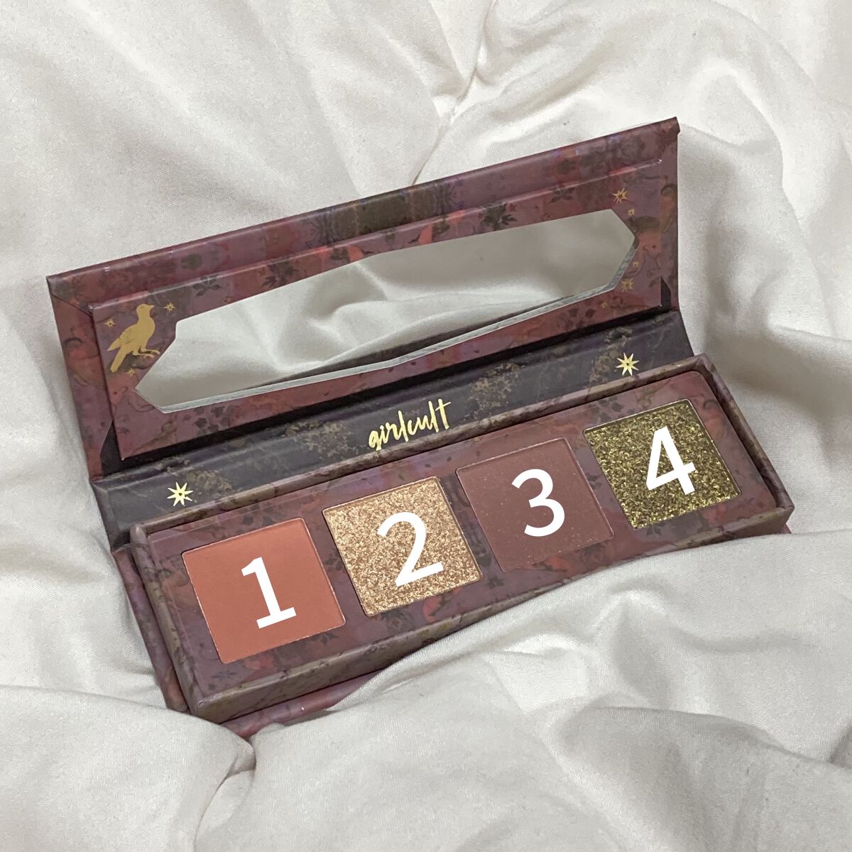 山海シリーズ 4色アイシャドウパレット 01 勺雀 sparrow/GirlCult/アイシャドウパレットを使ったクチコミ（2枚目）