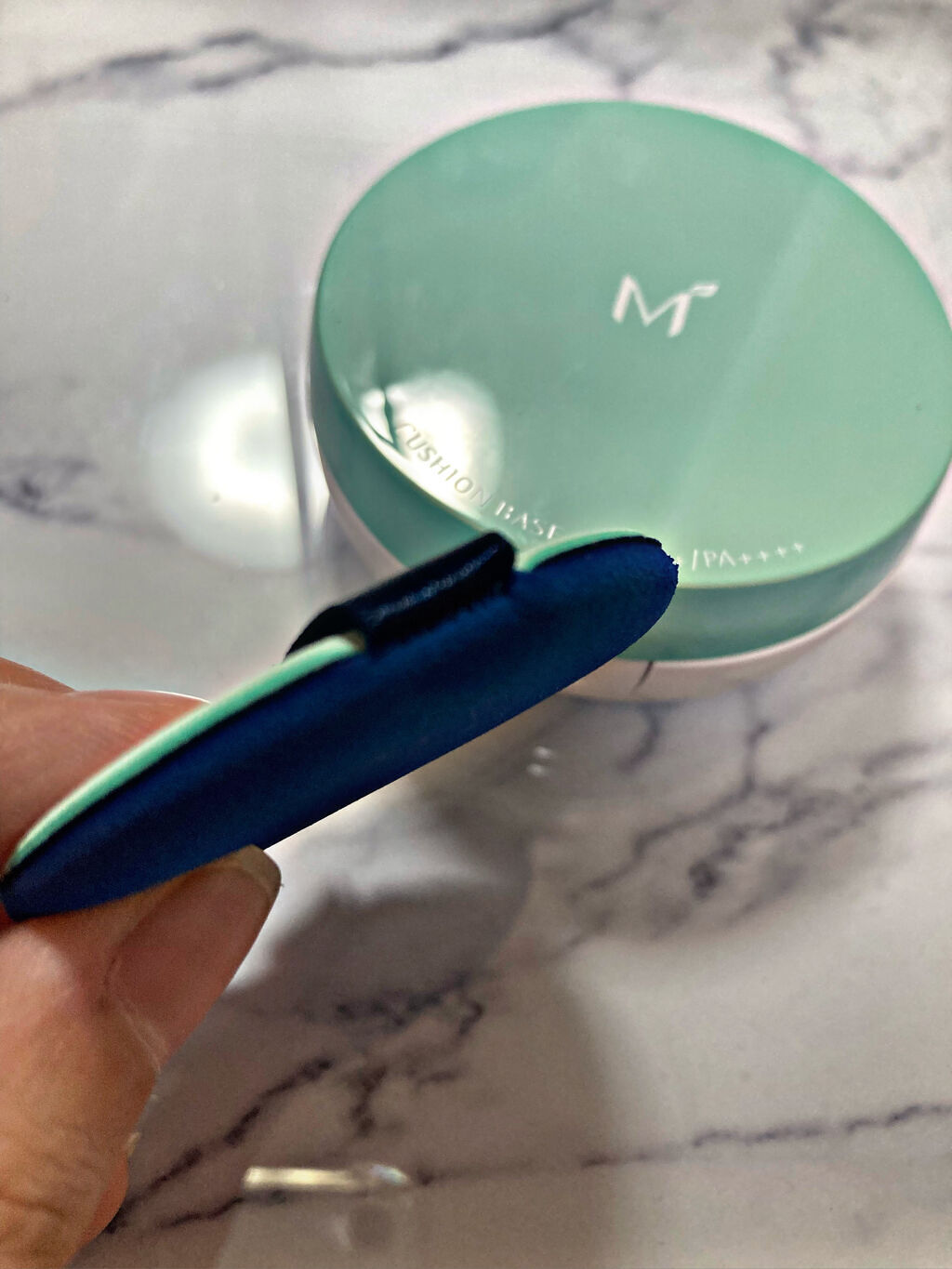 M クッションベース(ミント)/MISSHA/化粧下地を使ったクチコミ（3枚目）