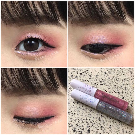 HOLIKA HOLIKA アイスパングルグリッターのクチコミ「🥀HORIKA HORIKA アイスパングリッター🥀
を使いたいだけのメイク笑
グリッタ.....」(1枚目)