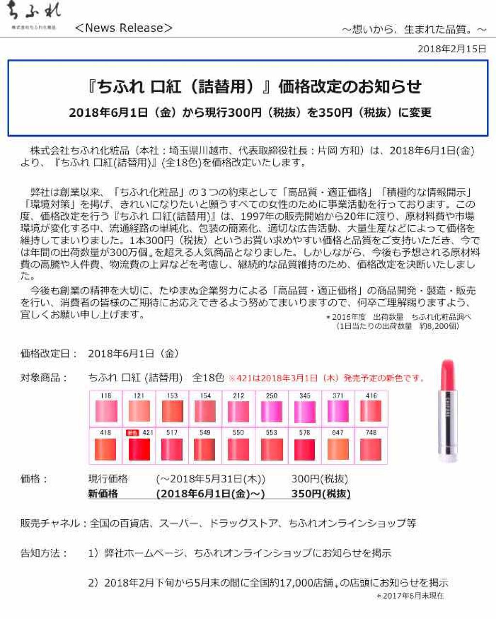 口紅（詰替用）/ちふれ/口紅を使ったクチコミ（2枚目）