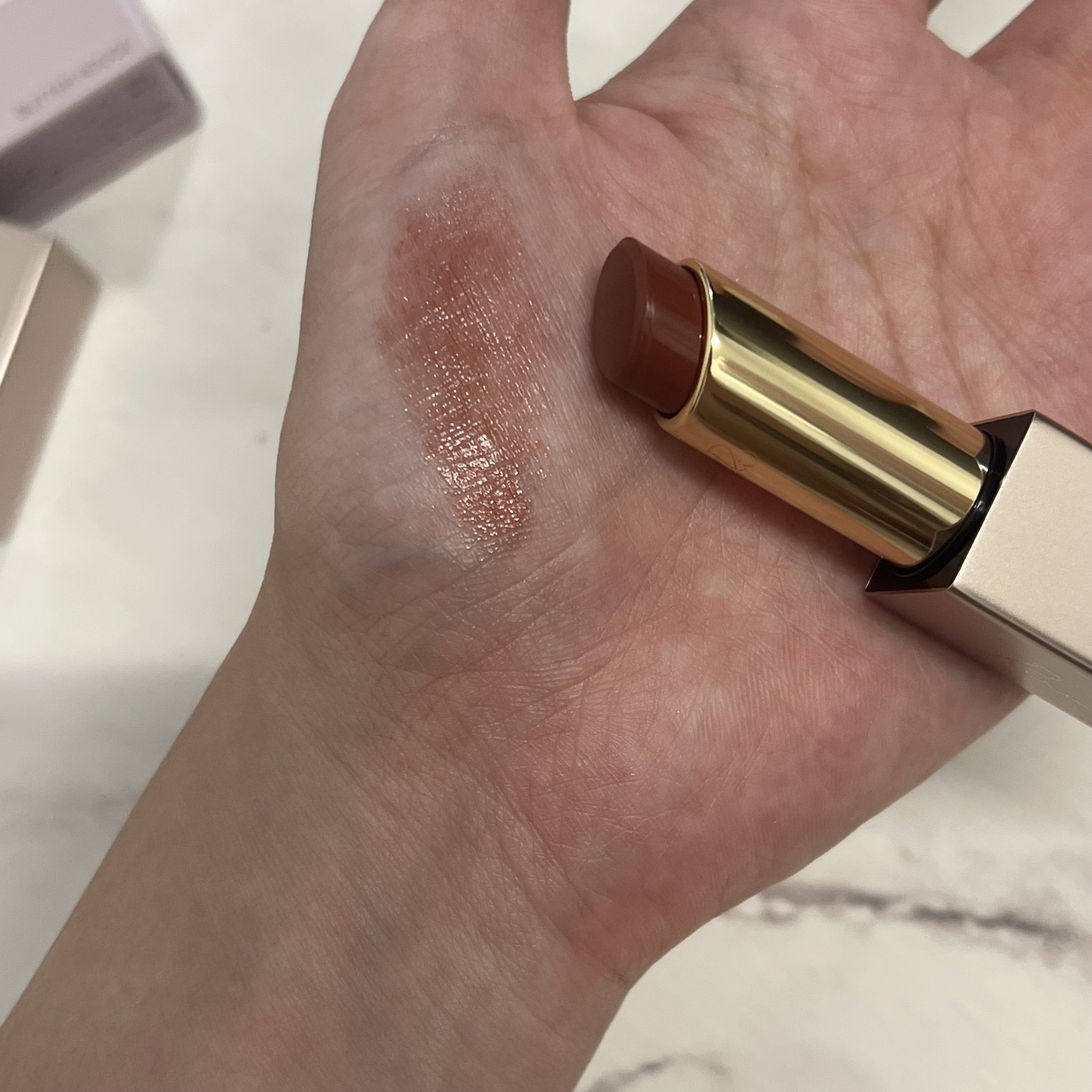 リリミュウ バタールージュ 04 ベアオレンジ/Ririmew/口紅を使ったクチコミ（3枚目）