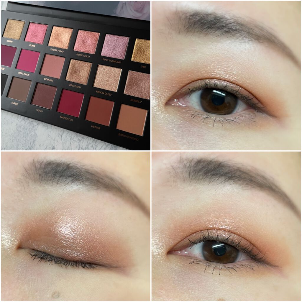 Huda Beauty Huda Beauty Rose Gold Paletteのクチコミ「Huda Beauty Rose Gold Paletteを使ったメイク。

HUDA BEA.....」（1枚目）