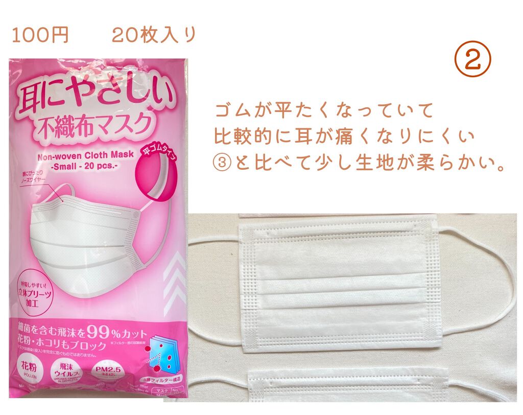 不織布マスク/DAISO/マスクを使ったクチコミ(5枚目)