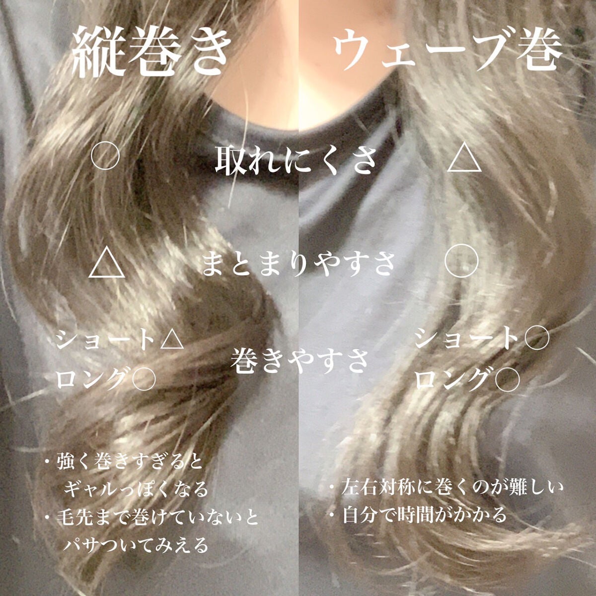 はるのきなこ🌸 on LIPS 「《あなたはどっち派?》ウェーブ巻と縦巻きの特徴などを紹介します..」(3枚目)