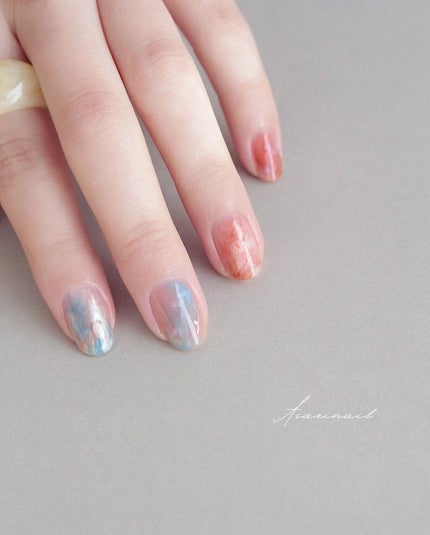 asari * セルフネイル on LIPS 「青空から夕焼け☁️夕焼け空に変わっていく空模様を爪に⌇親指から..」(4枚目)